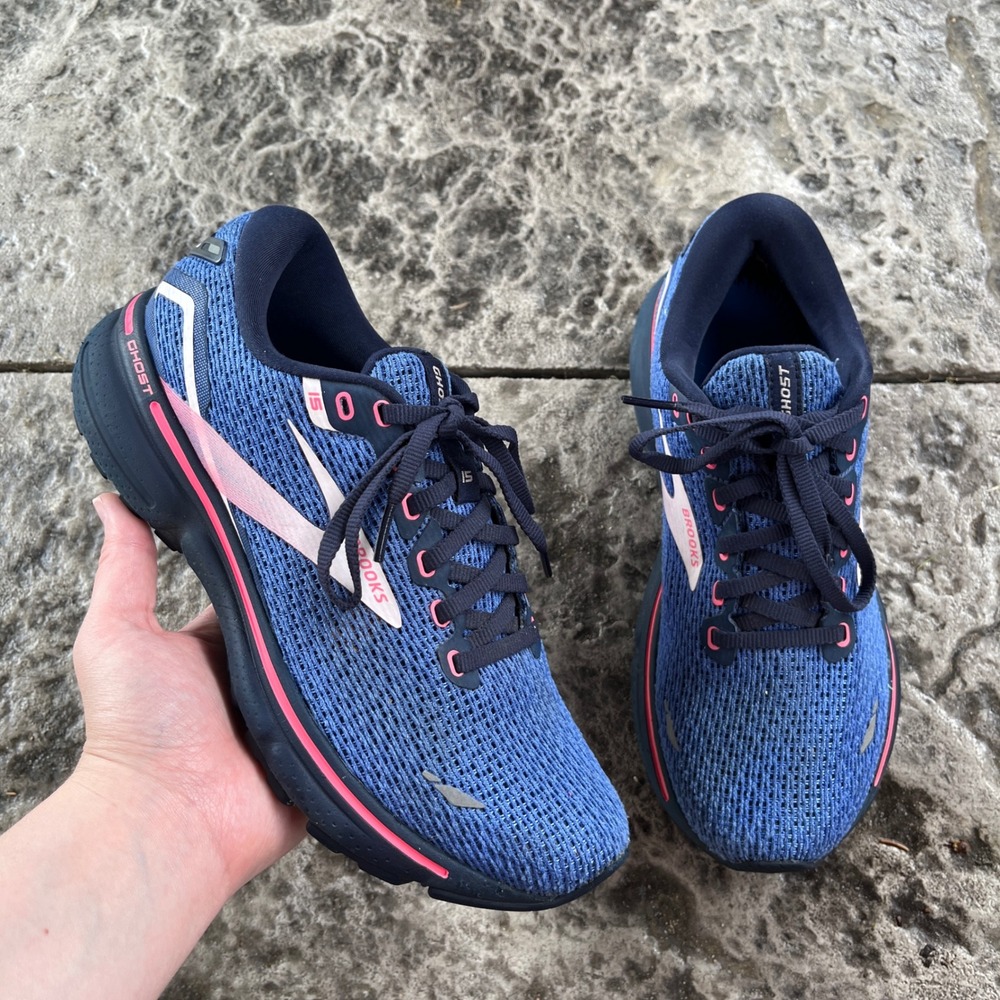 Brooks Ghost 15 Womens Running Shoes Blue Pink 1203801B469 Size 8 Medium comfort